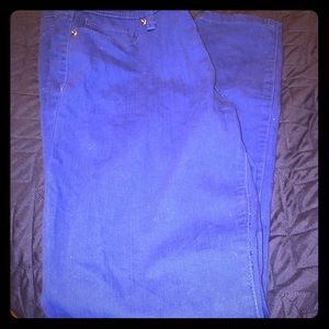 Bright blue jeans